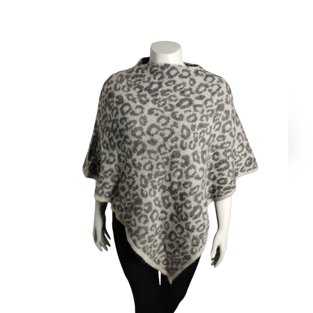 Nardi‎ & Tagliaferri Italy Leopard Print Classy Mohair Old Money Boho Pancho OS